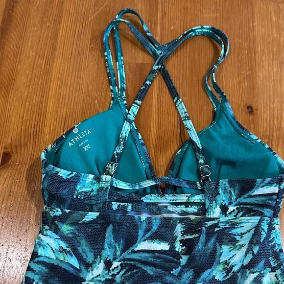 Athleta Teal and Black Tropical Halter Top - Picture 7 of 9